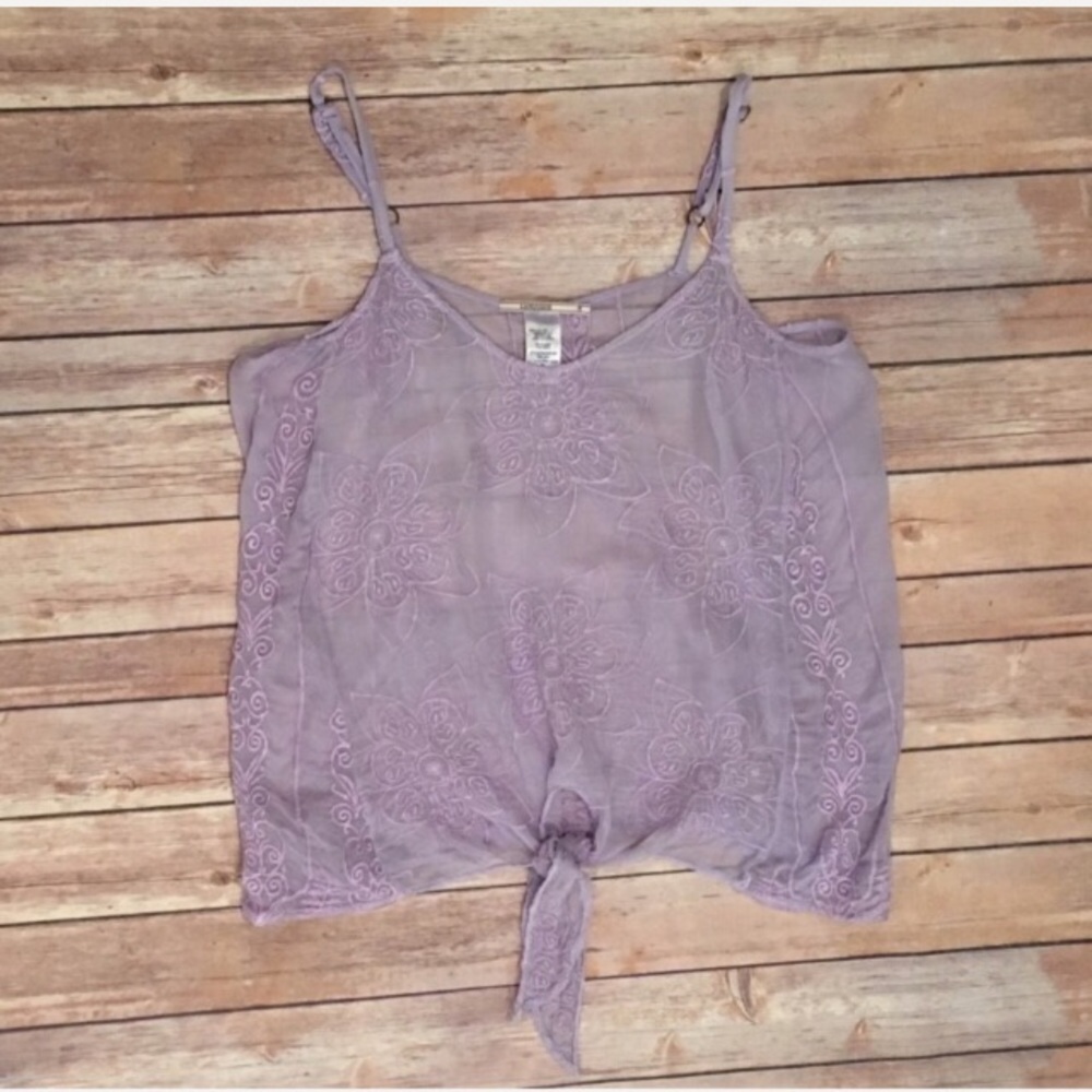 Anthropologie Language Silk M Tank Top Cami Purple